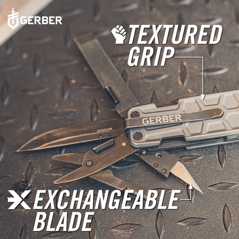Gerber Gear Lockdown Pry 10-in-1 Multitool EDC Pocket Knife with Pry Bar for Survival, Hunting and Fishing, Gifts for Men Pry - Silver