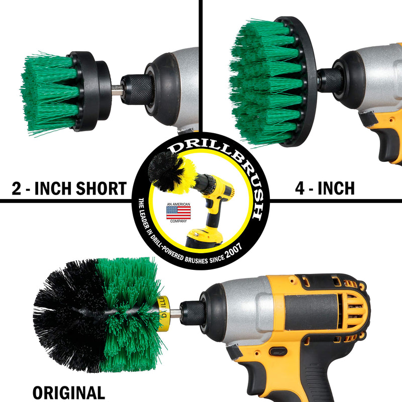 Drillbrush Kitchen Cleaning Supplies - Whole Household Scrubbing Pads and Medium Stiffness Brushes - Stove Top and Oven Rack Cleaning Brush Kit - Sink, Tile, Laminate, Vinyl, Pan, Countertop Scrubber Green
