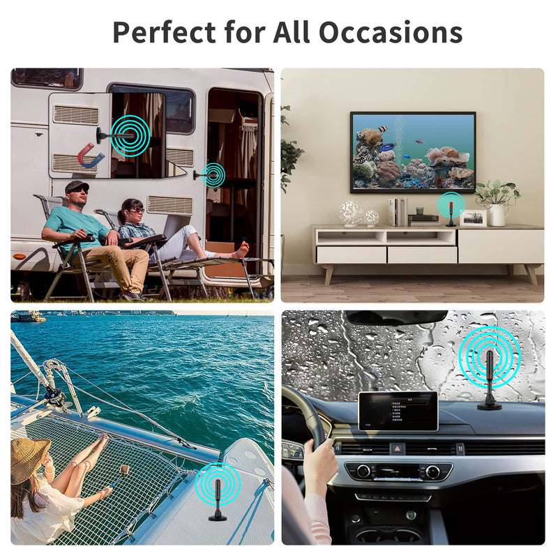 Indoor TV Antenna with 2 Signal Boosters & 32FT Cable – Digital Antenna for Smart TV, Magnetic Base, Supports 4K 1080p – Dual Amplifiers for Long Range Reception of Local Channels (Red) Red