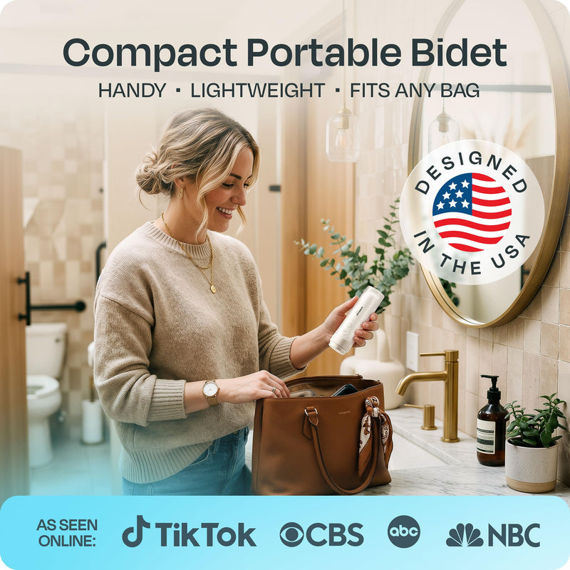 Portable Electric Bidet for Travel - Portable Bidet Rechargeable Handheld Sprayer with 3 High Pressure Modes, USB-C, Adjustable Nozzle & Extra Clean Kit, IPX6 Waterproof Peri Bottle (White) White