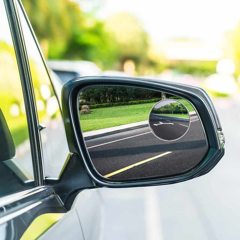 Performore 2 Pack of Blind Spot Car Mirrors, 2 Inch Round HD Glass Convex Rear View Wide Angle Side Mirror Blindspot with Self Adhesive Back for Universal Vehicles Fixed