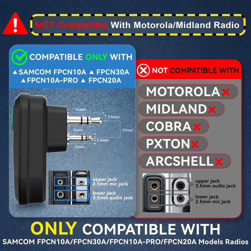 SAMCOM X7 Bluetooth Earpiece Only for FPCN30A FPCN10A Walkie Talkie, 1 Pack | Two-Way Radios 2 Pin K1 Plug Dongle Wireless Headset for School Church Restaurant Hotel Warehouse(Radios Not Included) 1 Pack X7 Earpiece