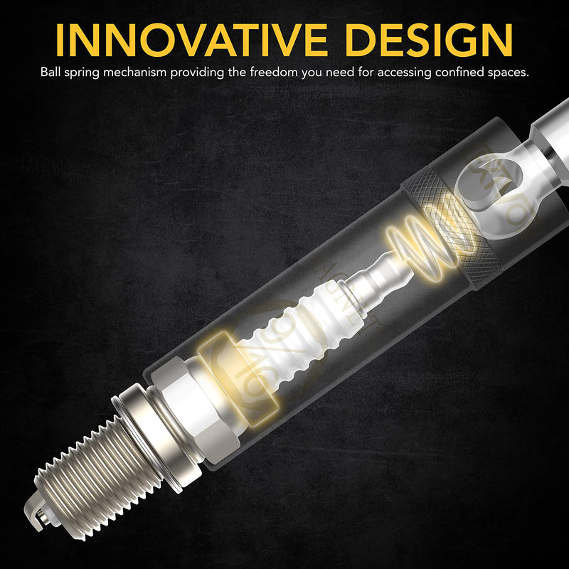 LEXIVON 9/16-Inch Spark Plug Swivel Socket, 3/8" Drive x 6" Total Length | Enhanced Magnetic Design with Thin Wall Socket, Cr-v Steel (LX-SSPS9166)