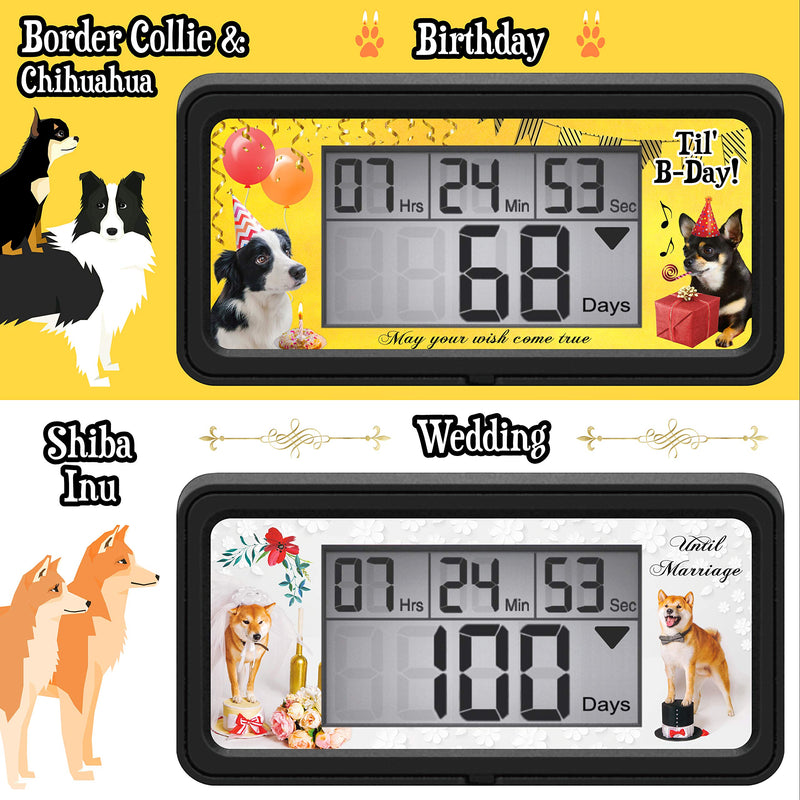 Digital 9999 Days Countdown Clock Timer with Backlight - Count Down Your Retirement, Wedding, Christmas, Vacation and All Calendar Event Dates in Your Life - Dog Collection (Black - 8 Frames) Life's Best Moments (Black - 8 Frames)