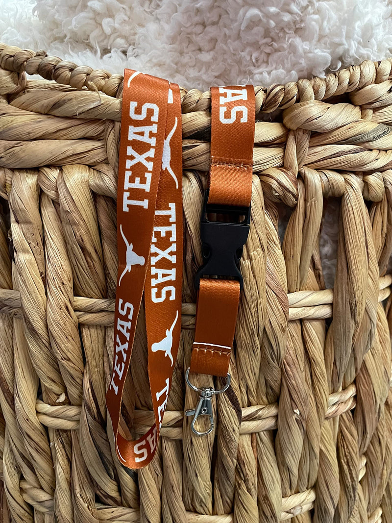 Desert Cactus University of Texas Lanyard UT Longhorns Car Keys ID Badge Holder Keychain Detachable Breakaway Snap Buckle (Orange - Longhorn)