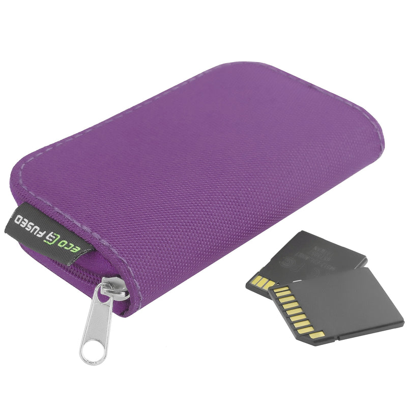 Eco-Fused Memory Card Case - Fits up to 22x SD, SDHC, Micro SD, Mini SD and 4X CF - Holder with 22 Slots (Purple) Purple