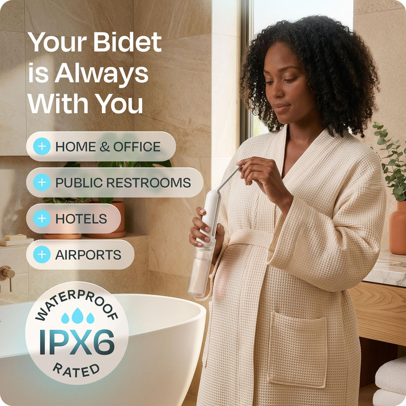 Portable Electric Bidet for Travel - Portable Bidet Rechargeable Handheld Sprayer with 3 High Pressure Modes, USB-C, Adjustable Nozzle & Extra Clean Kit, IPX6 Waterproof Peri Bottle (White) White