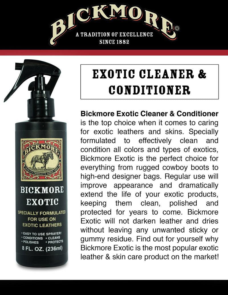 [AUSTRALIA] - Bickmore Exotic 8oz (2-Pack) - Specially Formulated Leather Spray Used to Clean Condition Polish and Protect Exotic Leathers & Reptile Skins 8 Fl Oz (Pack of 2)