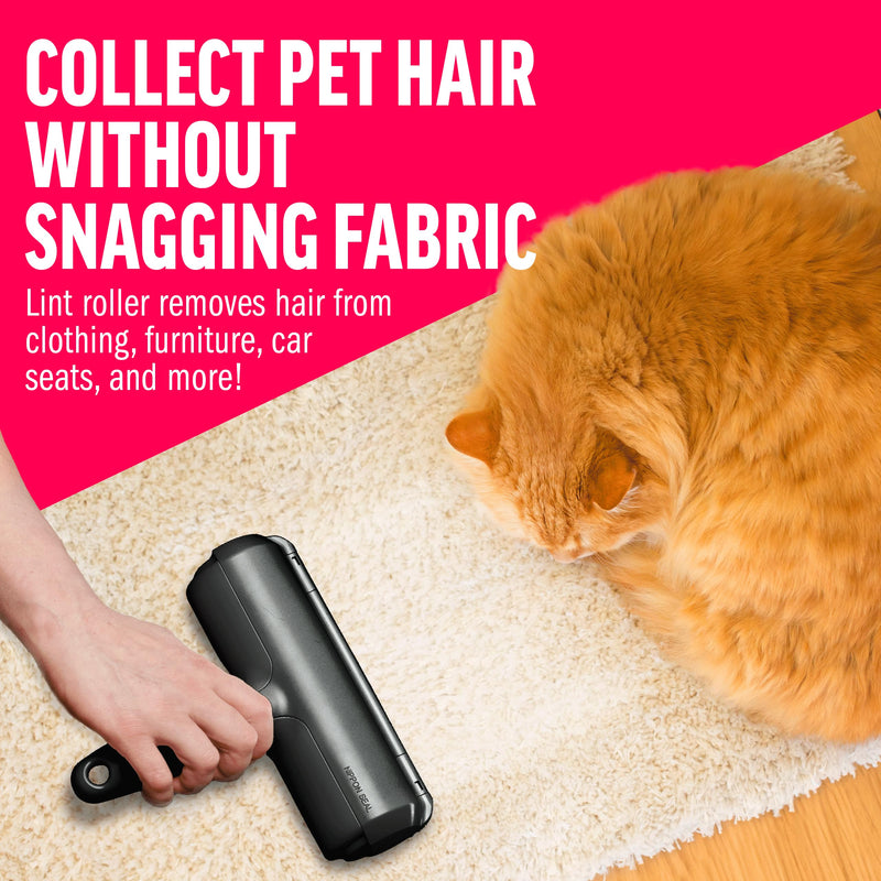 ChomChom Roller Pet Hair Remover and Reusable Lint Roller - Cat and Dog Hair Remover for Furniture, Couch, Carpet, Clothing and Bedding - Portable, Multi-Surface Fur Removal Tool (Black) Black