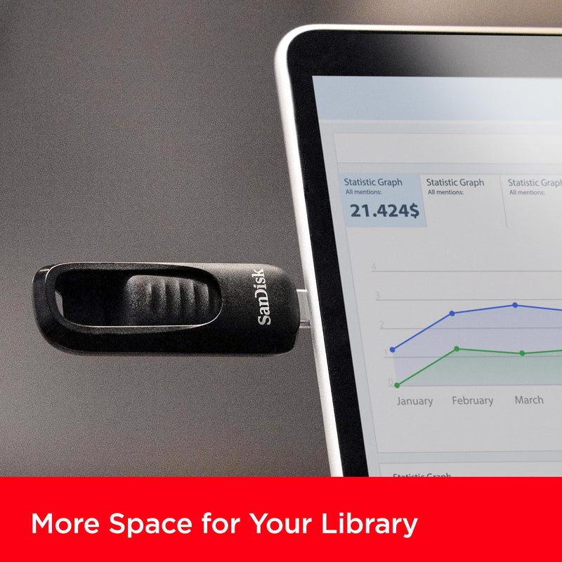 SanDisk 1TB Ultra Slider USB Type-C Flash Drive - Up to 400MB/s, USB 3.2 Gen 1, Retractable Connector - SDCZ480-1T00-G46