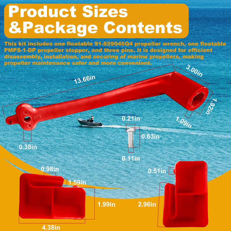 Polymer Propeller Wrench 1-1/16" Nut Wrench & Prop Stop Propeller Stop Fit Mercury/Mercruiser/OMC,Marine Boat Prop for All Outboard & Stern Drive Applications,Light-Weight, Rustproof Plastic,Red(27mm) Red Kit