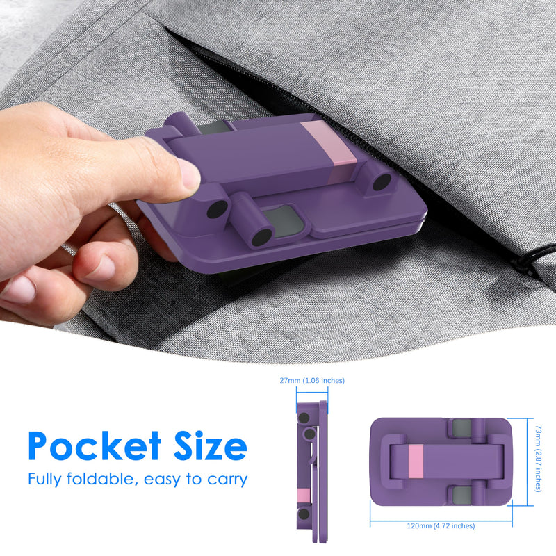 Cell Phone Stand for Desk, Adjustable Height & Angle Phone Holder, Foldable Portable Stand with Anti-Slip Silicone Pad, Compatible with iPhone and All Smartphones 4–8 Inch, Purple