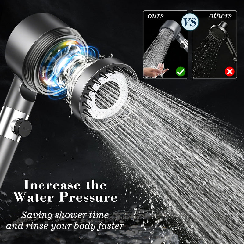 Filtered Shower Head with Handheld, 3 Spray High Pressure Ionic Technology Showerhead, 8 Filters & Anti-Clog Nozzles for Hard Water, Filter out Impurities Reduce Dry Itchy Skin, 2 Hoses, ON/OFF Switch
