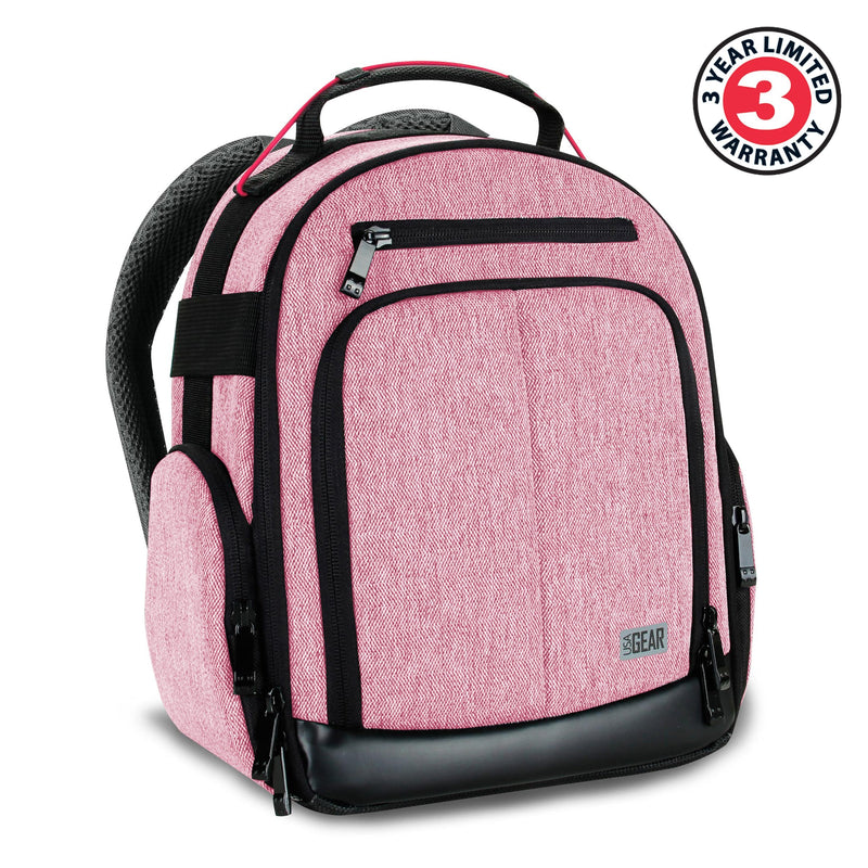USA Gear Portable Camera Backpack for DSLR with Customizable Accessory Dividers, Weather Resistant Bottom and Comfortable Back Support - Compatible with Canon, Nikon, Sony, Fujifilm, and More (Red) Compact Red
