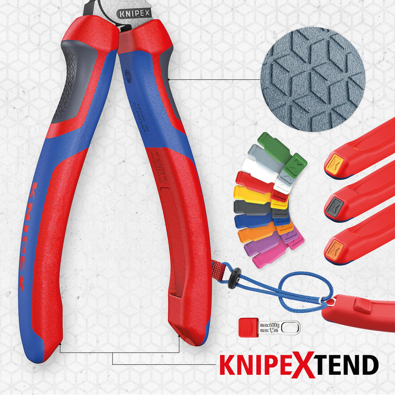 KNIPEX 70 02 160 Comfort Grip Diagonal Cutters Multi-component Grips, Blue/Red 160mm atramentized Solid