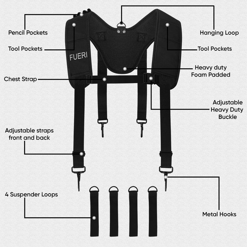 FUERI Tool Belt Suspender for Men Adjustable Heavy Duty Construction Carpenter Electrician 1