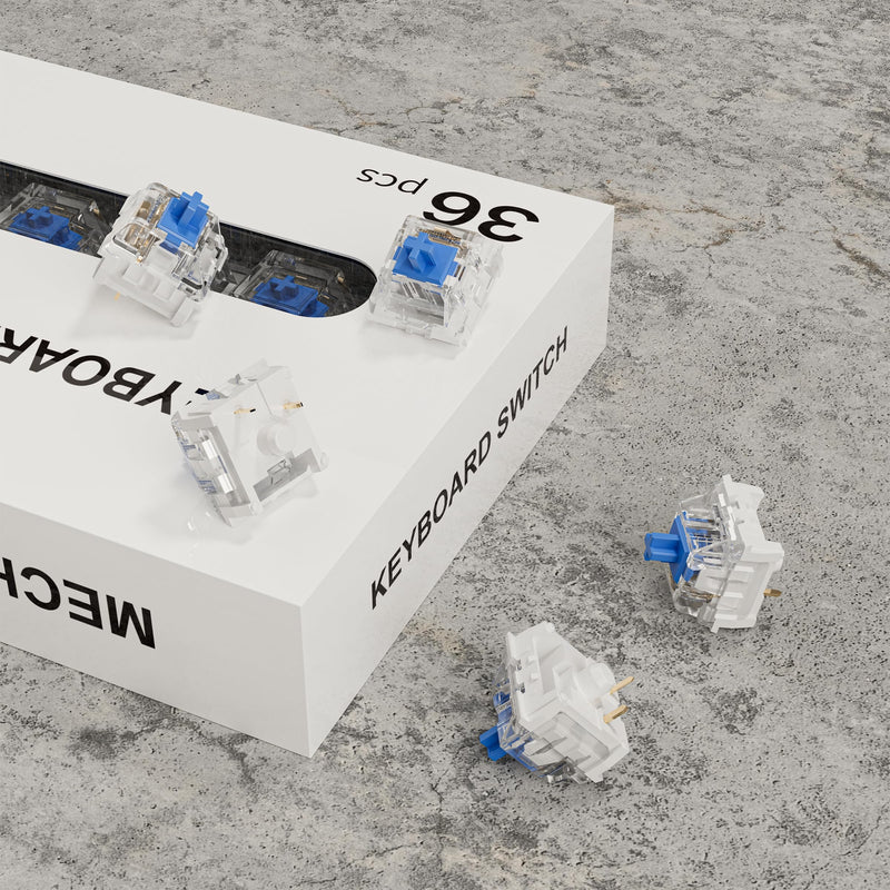 ZhouWang Blue Switch 3 Pin 60gf Pre-Lubricated,Dustproof Clicky Switch,Suitable for RGB,Mechanical Gaming Keyboards、MX Mechanical Keyboard(Blue,72PCS) 72Pcs