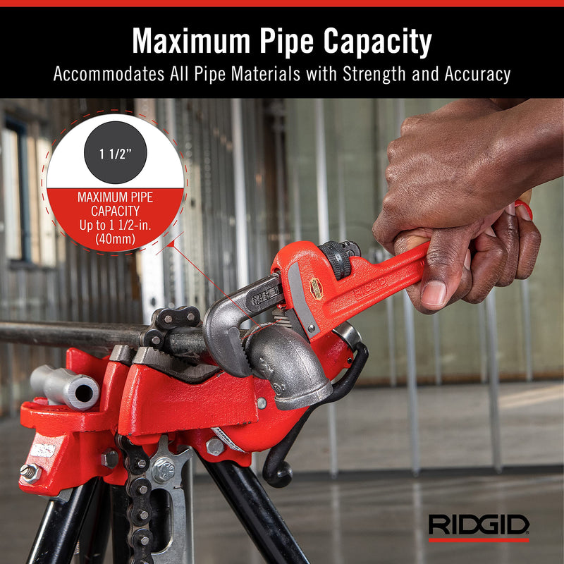 RIDGID 31010 Model 10 Heavy-Duty Straight Pipe Wrench, 10-inch Plumbing Wrench, Red, Black, 250mm (10in) 10" Durable, Heavy-Duty