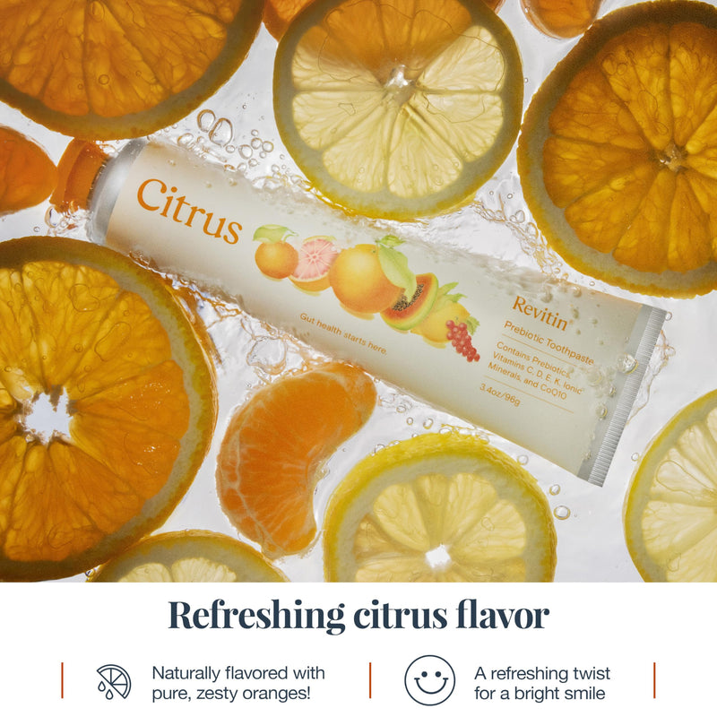 Revitin Toothpaste | Fluoride-Free Prebiotic Citrus Tooth Gel | No SLS, Gluten Free, Dye Free, GMO Free, No Sweeteners | Non-Toxic, Kid Approved, Pack of 3 3.4 Ounce (Pack of 3)