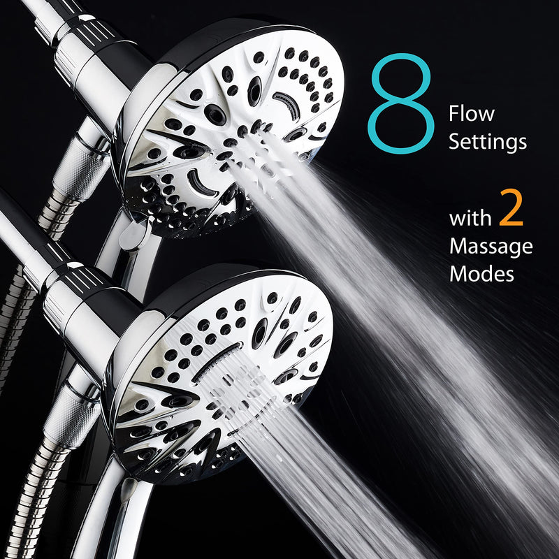 AquaDance New Magnetic Guidance Docking System - High-Pressure 8-setting Handheld Shower Head with Giant 5 inch Face, Magnetic Bracket, Extra-long 72 inch Stainless Steel Hose/All Chrome Finish All Chrome