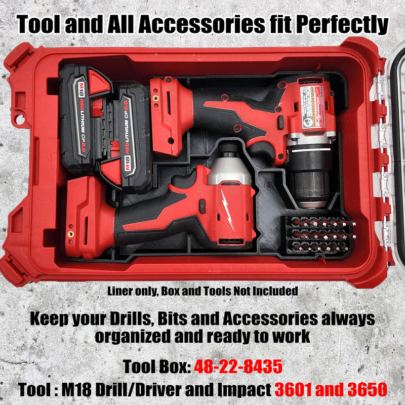 Drill Driver Organizer for Milwaukee M18 Combo Drill/Driver and Impact Set