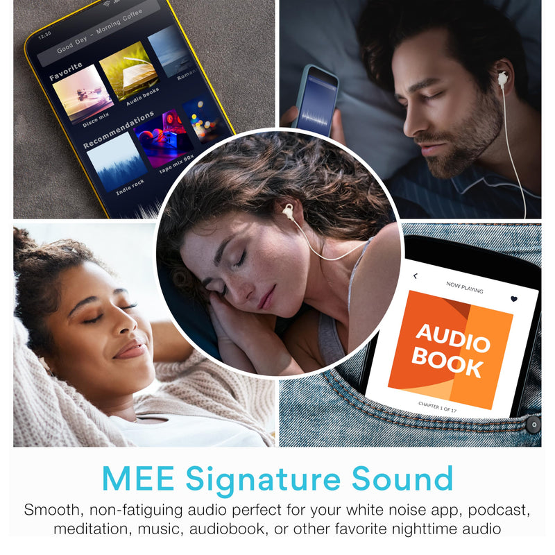 MEE audio SleepTones USB-C Wired Sleep Earbuds for Side Sleepers with Lightweight Low-Profile Silicone Earpieces, Noise Reduction Sleeping Headphones with Built-in Mic & Volume Controls (Beige)