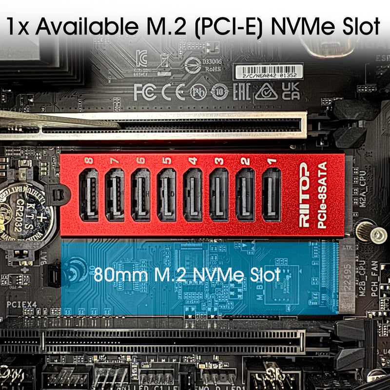 M.2 to SATA Adapter [8 Port], M2 NVMe to SATA 3.0 Card with Aluminum Housing for SSD/NAS up to 6Gbps