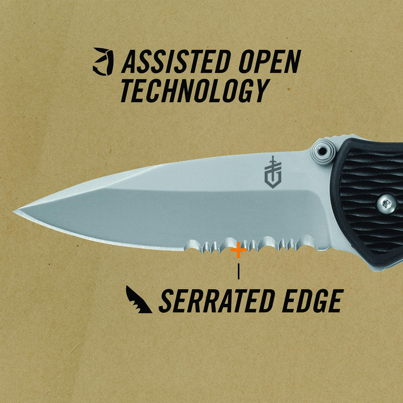 Gerber Gear FAST Draw Pocket Knife, EDC Assisted Opening Folding Knife, Serrated Edge 3"