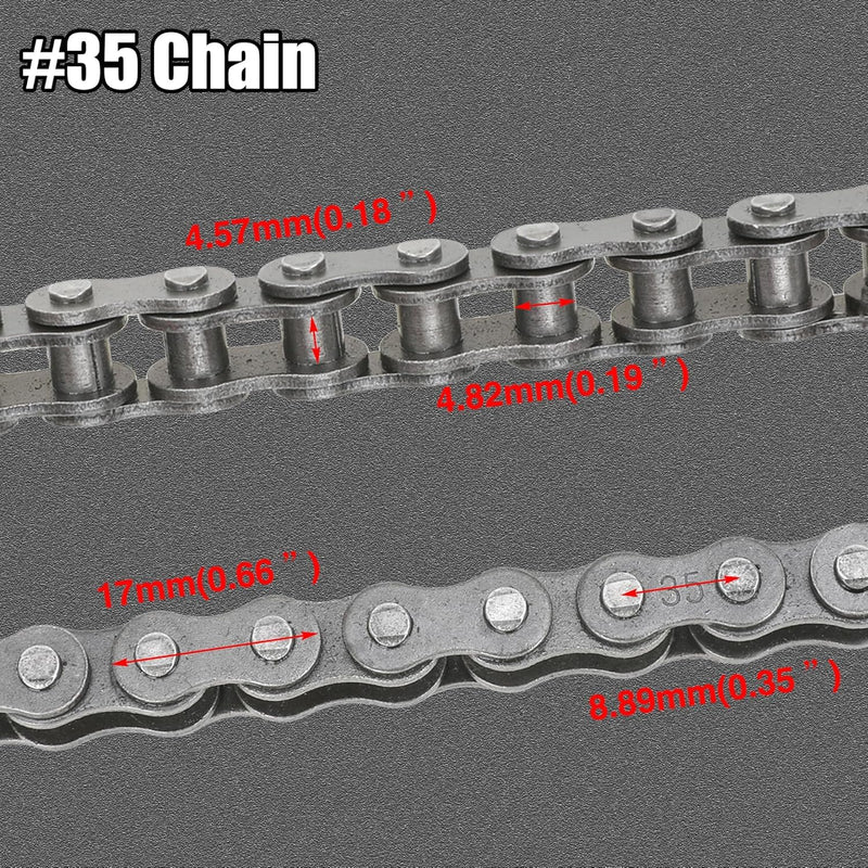 YOXUFA #35 Roller Chain for Mini Bike Coleman CT100U CC100X Baja Doodle Bug Dirt Bug Racer DB30 Motovox MBX10 MBX11 MMB80 Predator 79cc 97cc 100cc Engine Powersports Parts 140 Links Drive Chain