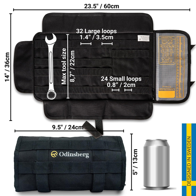 ODINSBERG Motorcycle Tool Roll Bag Tools NOT Included - Small Tool Bag Wrench Roll Up Tool Bag Organizer Pouch Wrap Motorcycle Tool Kit Box For Harley Enduro Dirt Bike UTV Motorcycle Accessories Gear