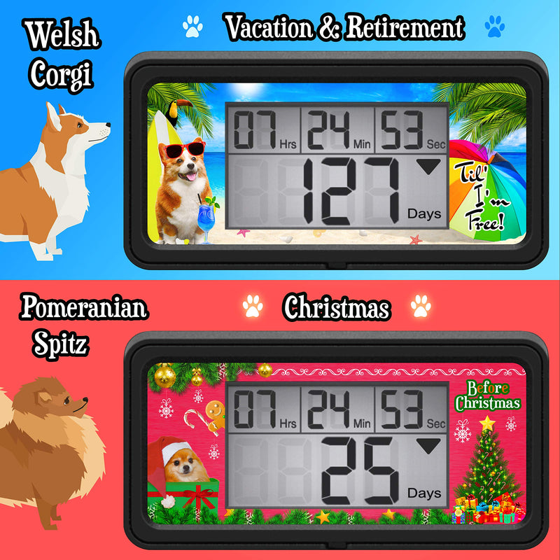 Digital 9999 Days Countdown Clock Timer with Backlight - Count Down Your Retirement, Wedding, Christmas, Vacation and All Calendar Event Dates in Your Life - Dog Collection (Black - 8 Frames) Life's Best Moments (Black - 8 Frames)
