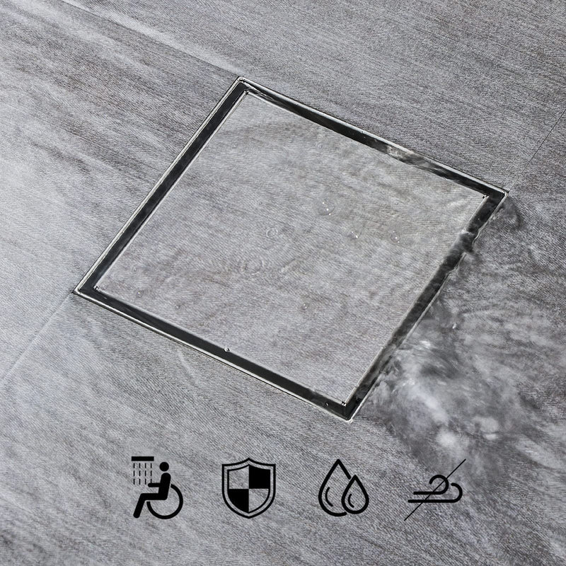 SaniteModar Shower Drain, Invisible 6 inch Square Shower Drain 2-in-1 Tile Insert Cover, 304 Stainless Steel Brushed Shower Floor Drain with Hair Catcher and Threaded Adapter Tile Insert Grate