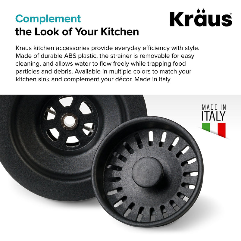 Kraus Kitchen Sink Strainer for 3.5-Inch Drain Openings in Black, PST1-BL