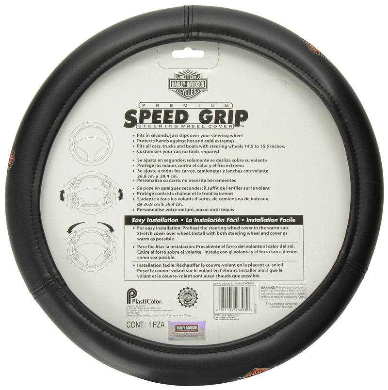 Plasticolor 006393 Black Steering Wheel Cover (Harley Speed Grip)