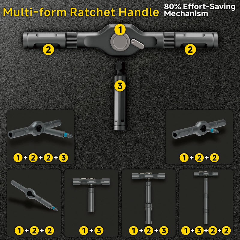 42-in-1 Professional Magnetic Ratchet Screwdriver Set with S2 Steel Bits & Case | All-in-One Multi-Function Precision Tool Kit for Electronics Repair, Automotive, Computer, Furniture & Advanced DIY 43