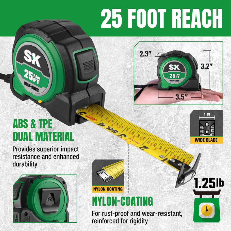 SK Tools USA 25FT Self-Lock Tape Measure | SK02342