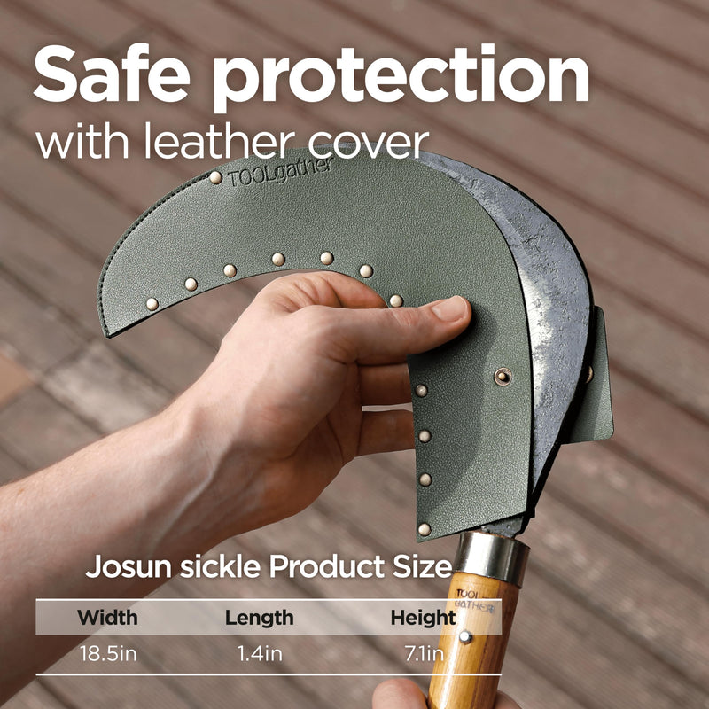 Josun Sickle Left-Handed - Hand-Forged Handmade Korean Weeding and Brush Clearing Tool with Razor-Sharp Blade and Chestnut Wood Handle