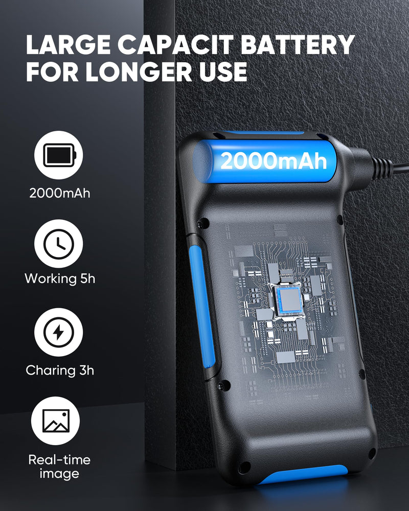 T TAKMLY Endoscope Camera with Light, 4.3'' Inspection Snake Cameras, 1080P HD Borescope, Dual Lens, IP67 Waterproof Snake Camera for Inspecting Walls, Vents, Automotive Engines, Pipes, 16.4FT Blue