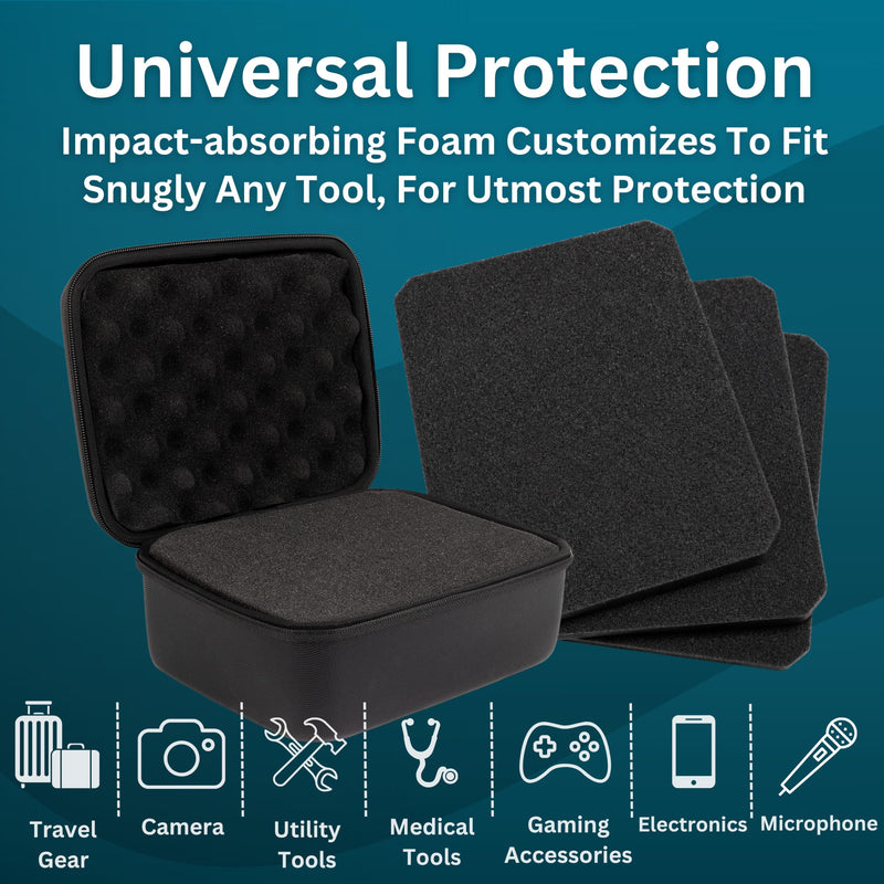 caseling 7.5" x 6.5" x 3.75" Hard Case with 3-Layer Pick and Pluck Foam | 3 pre-scored foam layers, TSA compliant travel case, rigid EVA shell, electronics and tech gear bag, smooth zippers 7.5" x 6.5" x 3.75"