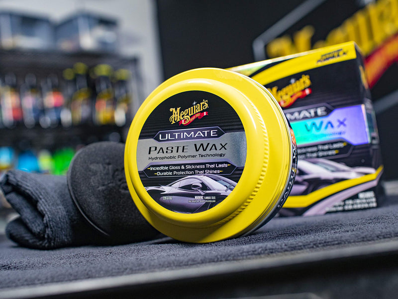 Meguiar's Ultimate Paste Wax - Premium Car Wax for a Deep, Reflective Shine Gloss with Long-Lasting Protection - Easy to Apply and Remove, Microfiber Towel and Applicator Included, 8 Oz Paste 8 Ounce (Pack of 1)