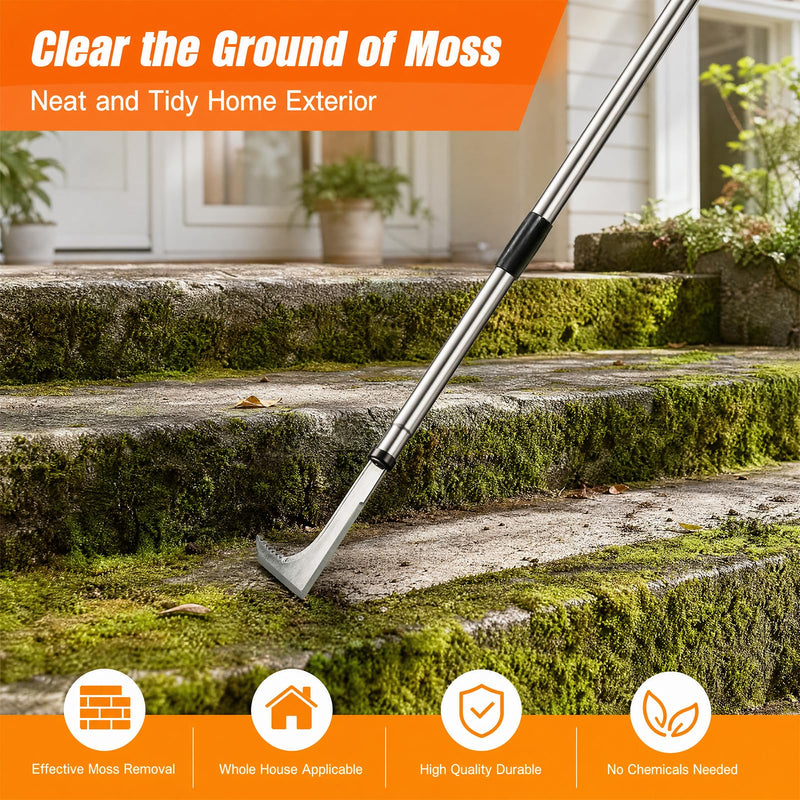HORM 47.24'' Crack Weeder, Stainless Steel Manual Crevice Weeding Tool, Long Handle Weed Grabber Remover, L-Shaped Manual Weeder Puller, Durable Crevice Weeding Tool for Sidewalk Garden Lawn 47.24''
