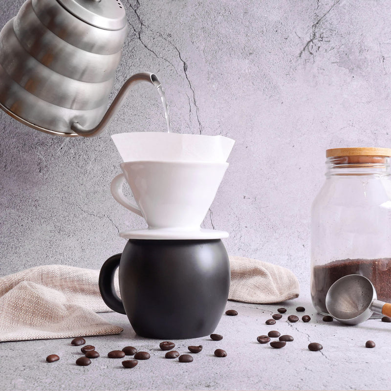Pour Over Coffee Dripper - Ceramic Slow Brewing Accessories for Home, Cafe, Restaurants - Easy Manual Brew Maker Gift - Extra Small - White, 1 Cup