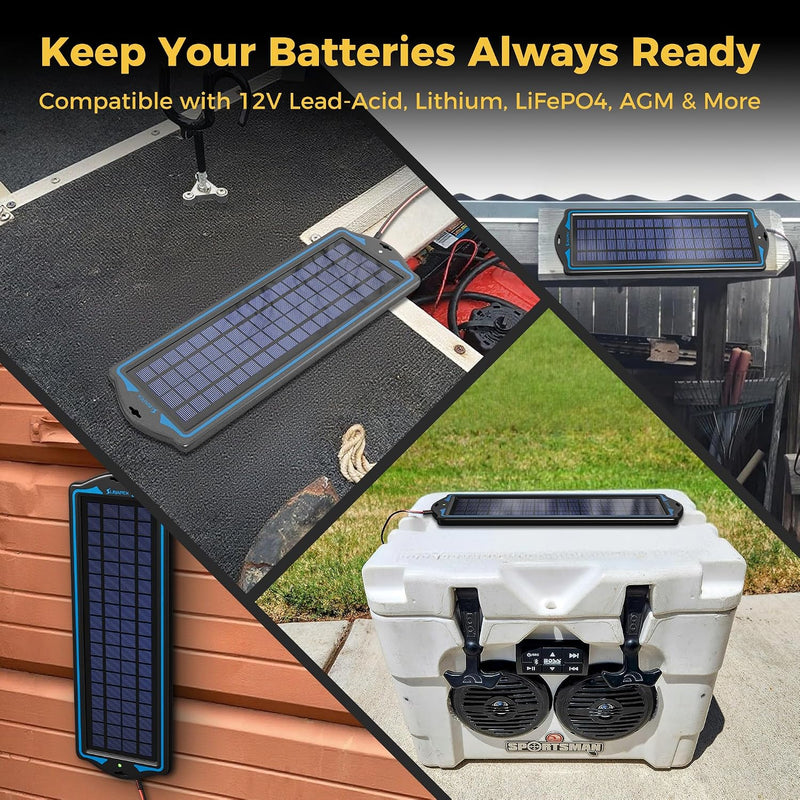  [AUSTRALIA] - SUNAPEX 12V Solar Trickle Charger Portable Power Solar Panel Solar Battery Charger 12 Volt Waterproof Solar Battery Maintainer for Car Truck Boat RV Motorcycle Marine Trailer Battery 1.8W