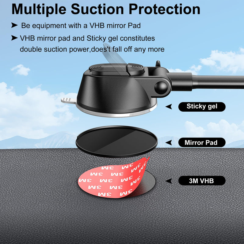 Peastrex Tablet Holder for Car, Dashboard Ipad Holder Gooseneck Windshield Strong Suction Cup Mount for 4.5-12.9" Tablets Phones, iPad Pro, Galaxy Tab, iPhone 15 14 Galaxy S25 S24 Z Fold 5 4