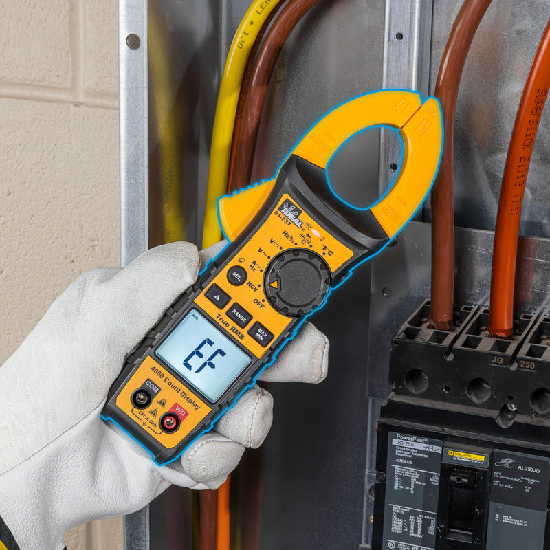 IDEAL INDUSTRIES INC. 61-737 Digital AC Clamp Multi Meter 400 Amp 600-Volt, Red Electrical Clamp Meter, CAT III 600V | 0–400A AC, 0–600V AC/DC, TRMS, NCV, Diode Testing, Backlit Display, Probe Holder