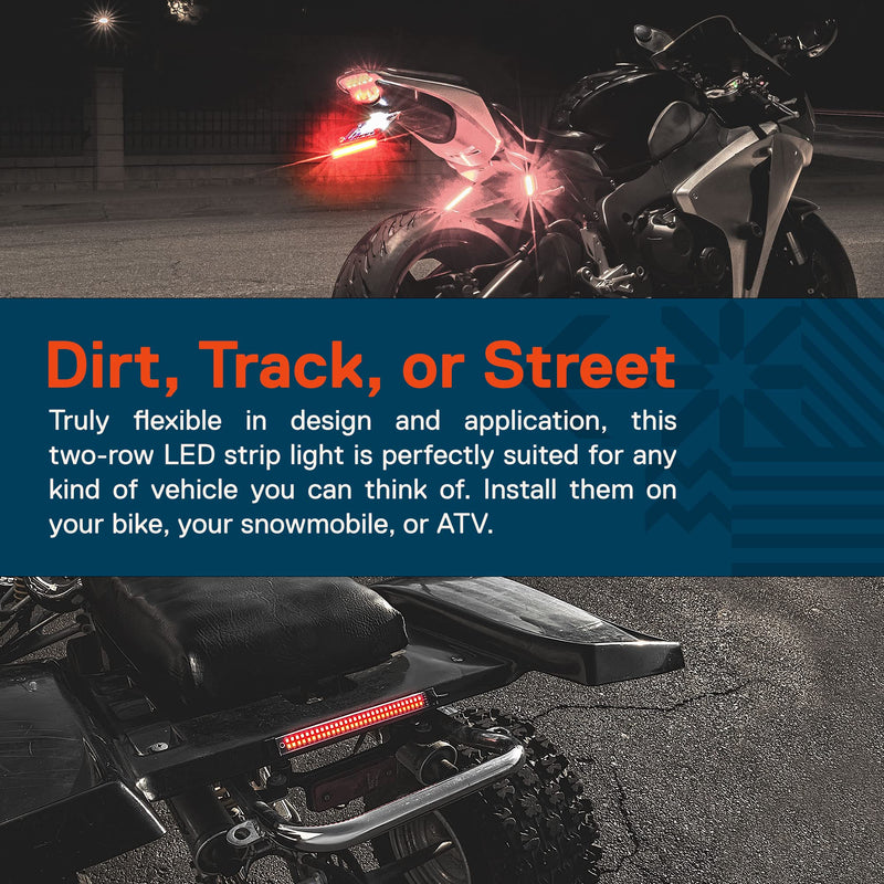 TRUE MODS 1pc 8" LED Motorcycle Turn Signal & Brake Taillight Strip [Waterproof] [Dual Row] [RED Tail & Brake] [AMBER Sequential Blinker] Self Adhesive Surface Mount Flexible Lamp for ATV Dirt Bike 1pc 8" Tail Light w/ Amber Sequential