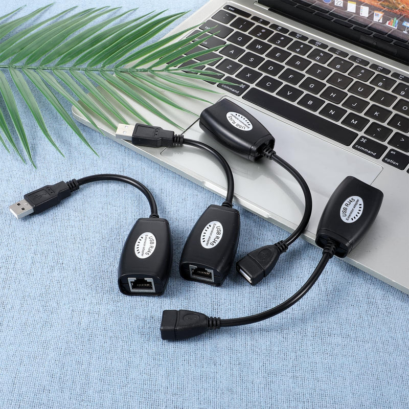 USB-RJ45 Extender, USB to RJ45 Extension Adapter, USB Over Cat6 Cable Extension RJ45 Extender Extensions Cables Connector Adapters Over Cat5/Cat5e/Cat6/Cat7/Cat8-2 Pairs