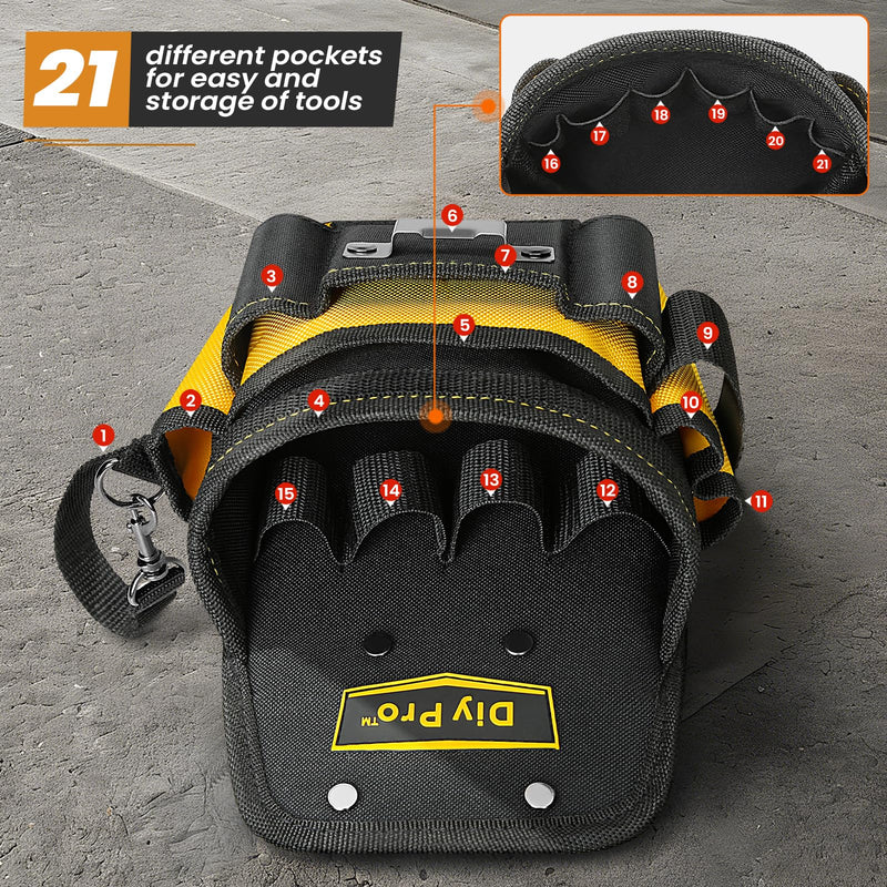 Tool Pouches, Tool Belt Pouch, Electrician Tool Pouch, Quickly Attach & Release Tool Belt Pouch with Clip, Tool Bag Multi-Pocket, Heavy Duty Utility Pouches for Carpenters & Home Improvement Small