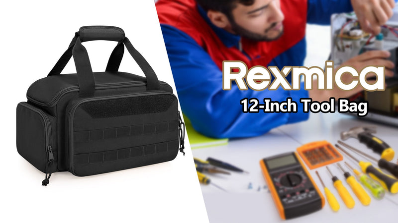Rexmica 12-Inch Tool Organizer Bag with Anti-friction Bottom, Black