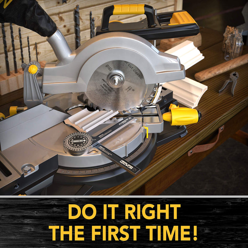 LEXIVON [2-pack] Aluminum Miter Saw Protractor | 7-Inch Rust Proof Angle Finder Featuring Precision Laser Engraved Scales (LX-230X2) 7 Inch, 2 Pack